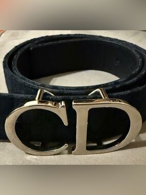 Christian Dior reversible belt with silver CD buckle
